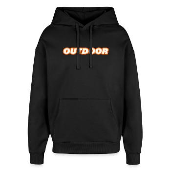 OUTDOOR - Oversized Unisex Hoodie von Stanley/Stella - Schwarz - Vorne - AI Model Female 172 light (172cm) & AI Model Male 185 light (185cm)