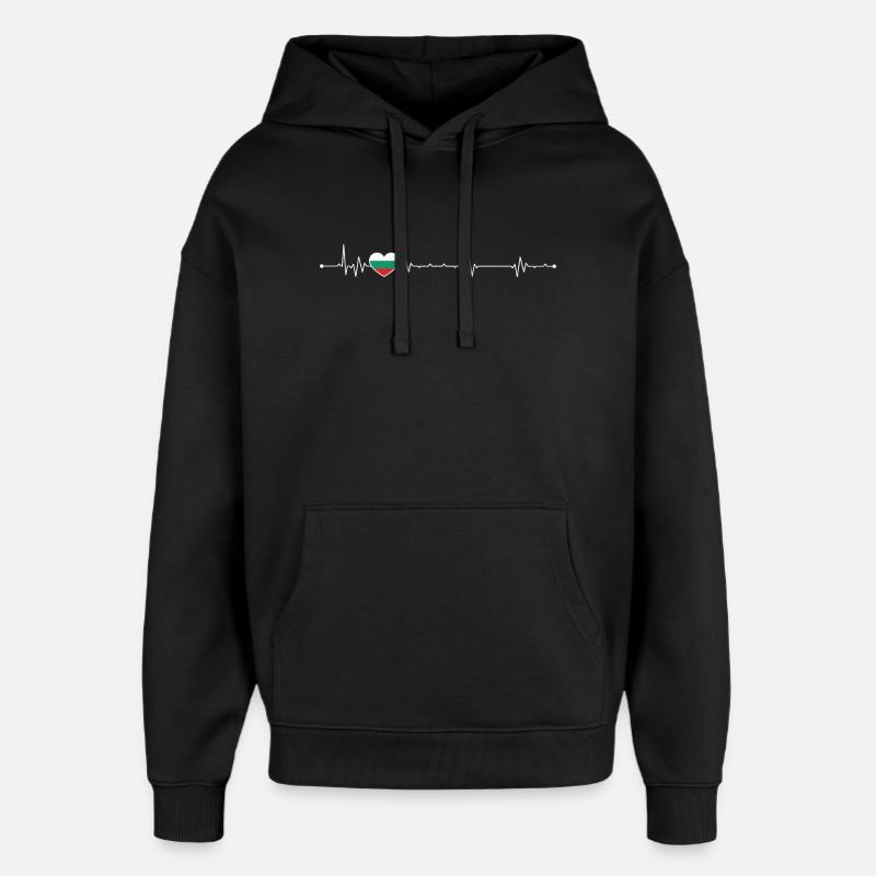 Heartbeat drapeau de la Bulgarie - Sweat à capuche unisexe Stanley/Stella Oversized - noir