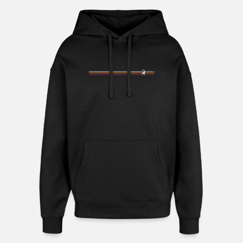 Renne nordique à rayures rétro - Sweat à capuche unisexe Stanley/Stella Oversized - noir