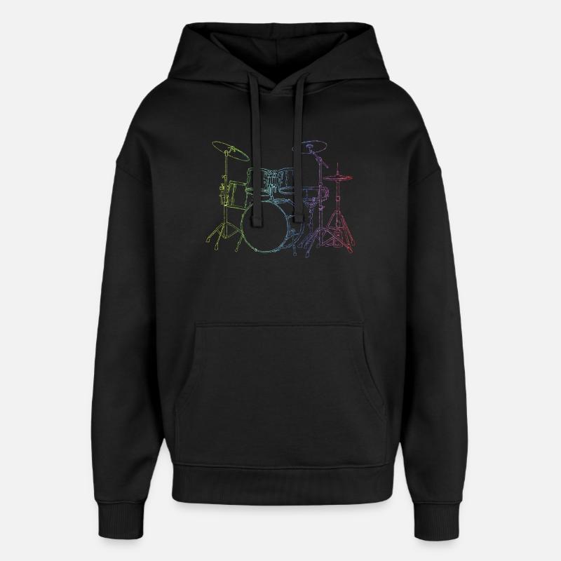 Drumset Sticks Drummer Drums Drummer - Oversized Unisex Hoodie by Stanley/Stella - black