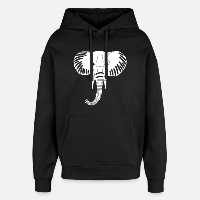 Tête d'éléphant blanc - Sweat à capuche unisexe Stanley/Stella Oversized - noir