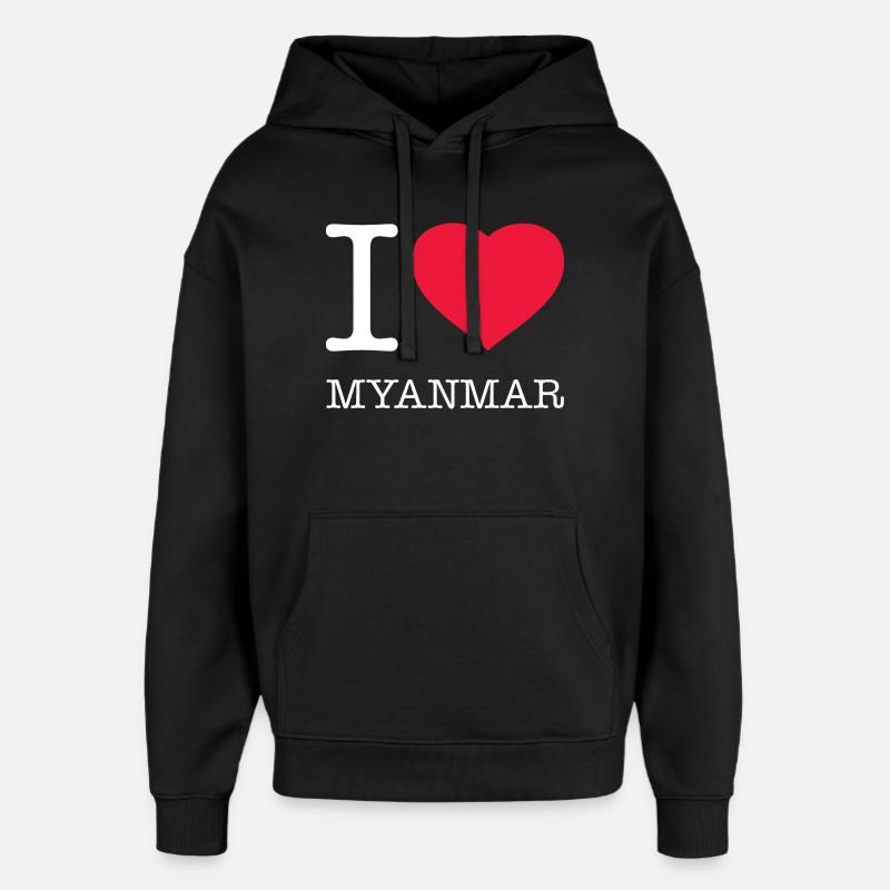 J’AIME LE MYANMAR - Sweat à capuche unisexe Stanley/Stella Oversized - noir