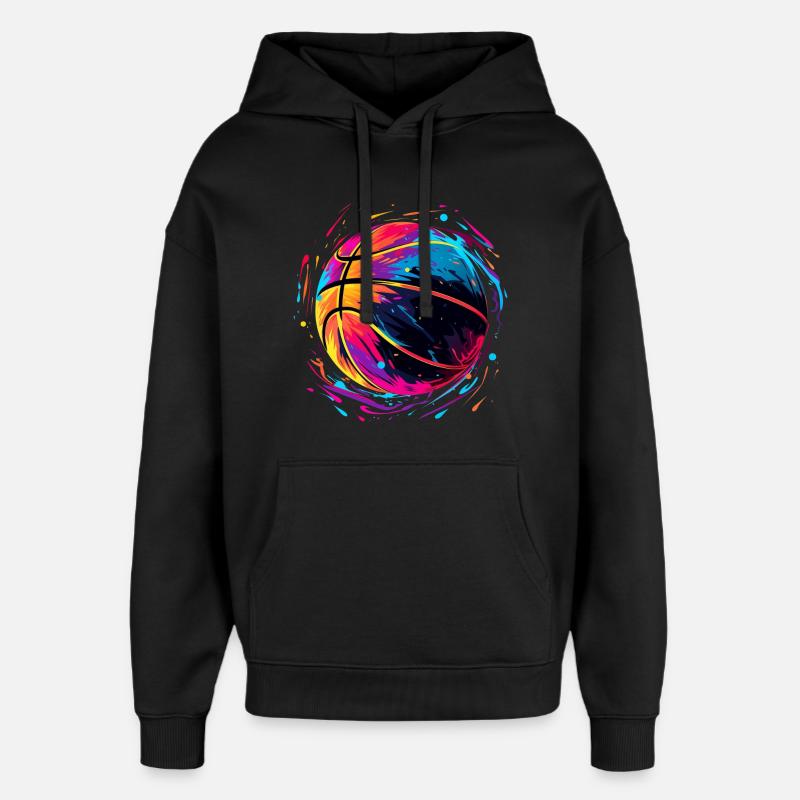 Basket-ball rétro Vaporwave - Sweat à capuche unisexe Stanley/Stella Oversized - noir