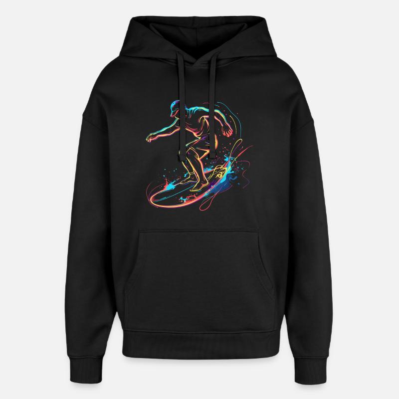 Surfeur Garçon Retrowave - Sweat à capuche unisexe Stanley/Stella Oversized - noir