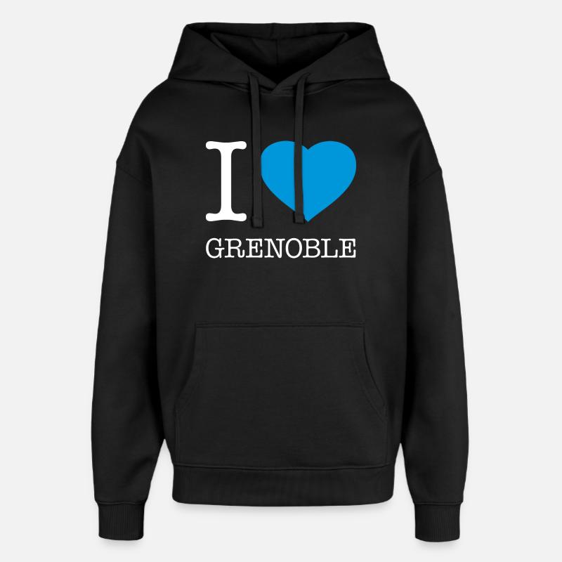 J’ADORE GRENOBLE - Sweat à capuche unisexe Stanley/Stella Oversized - noir