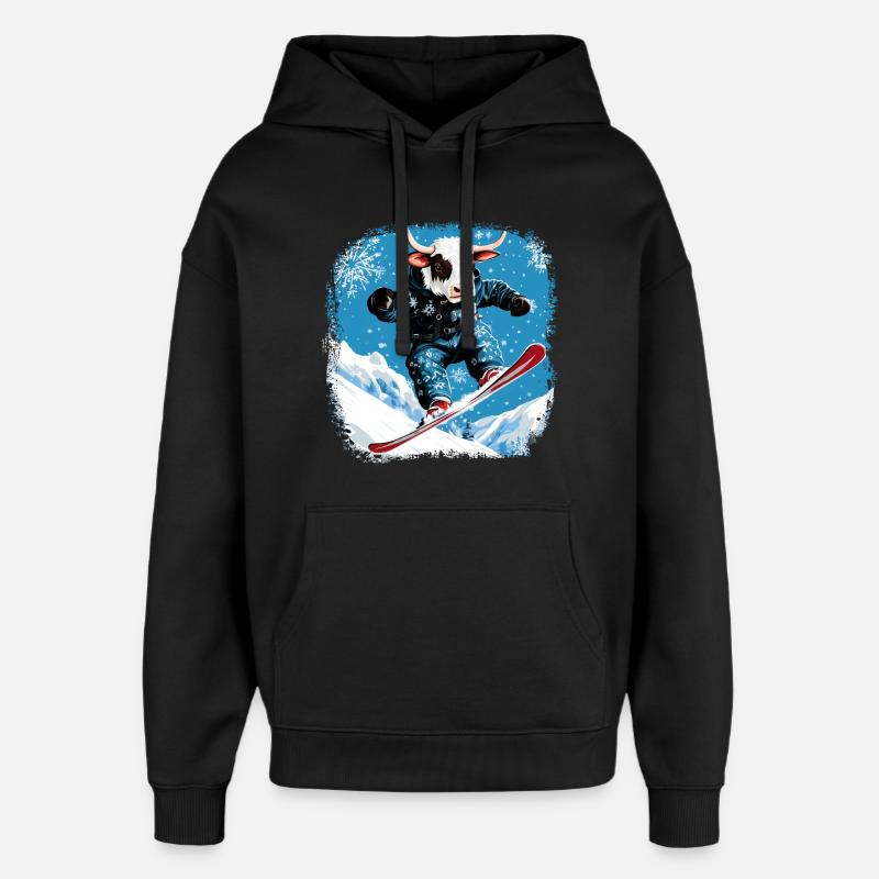 Vaches snowboard - Sweat à capuche unisexe Stanley/Stella Oversized - noir