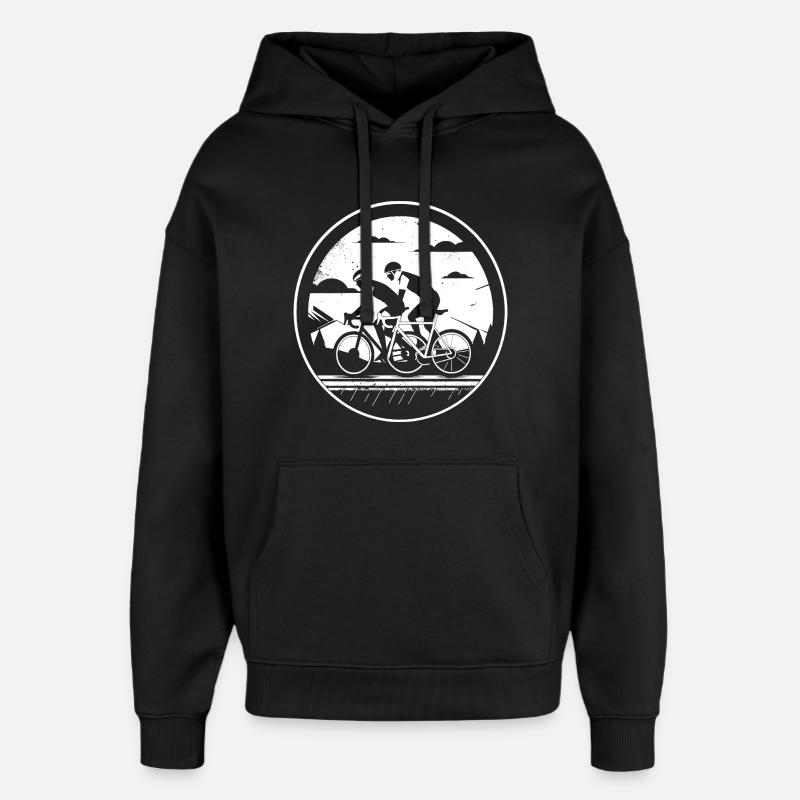 Illustration de cyclisme - Sweat à capuche unisexe Stanley/Stella Oversized - noir