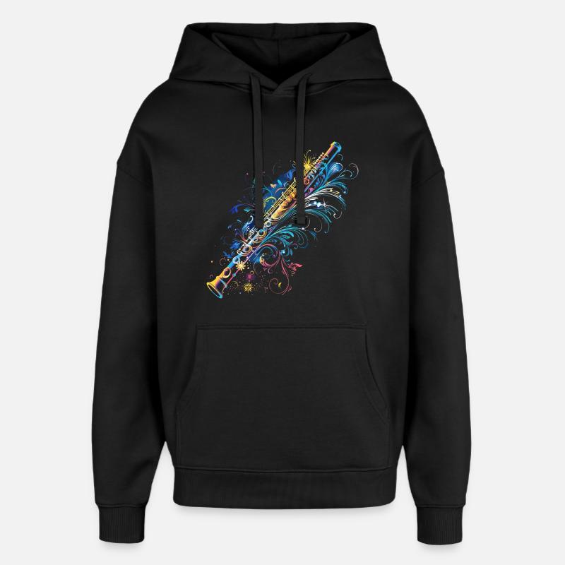 Flûte Bande dessinée - Sweat à capuche unisexe Stanley/Stella Oversized - noir