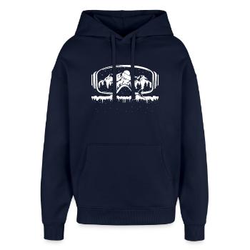 Ski Snowboard - Oversized Unisex Hoodie by Stanley/Stella - navy - Front - AI Model Female 172 light (172cm) & AI Model Male 185 light (185cm)