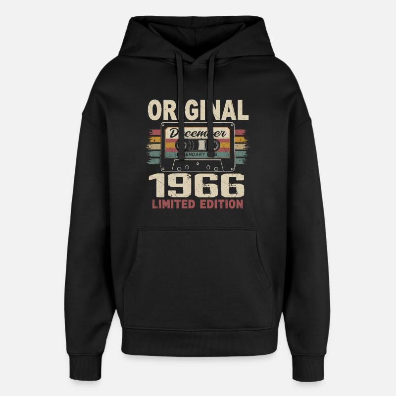 Cadeau D'anniversaire Décembre 1966 - Sweat à capuche unisexe Stanley/Stella Oversized - noir