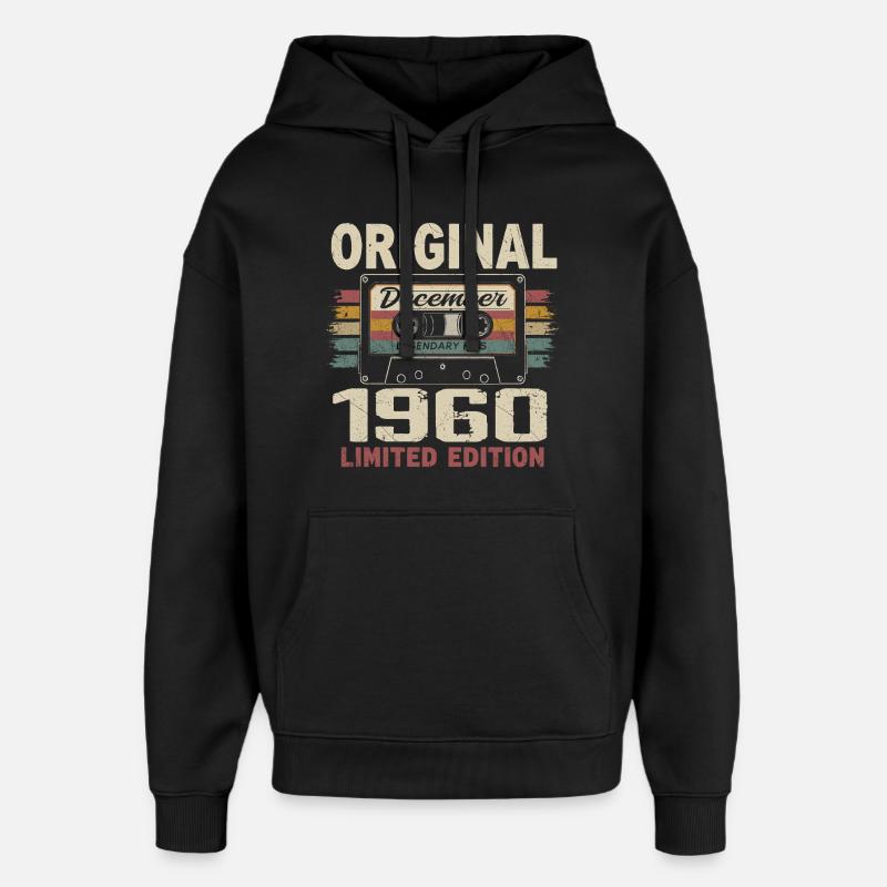 Cadeau D'anniversaire Décembre 1960 - Sweat à capuche unisexe Stanley/Stella Oversized - noir