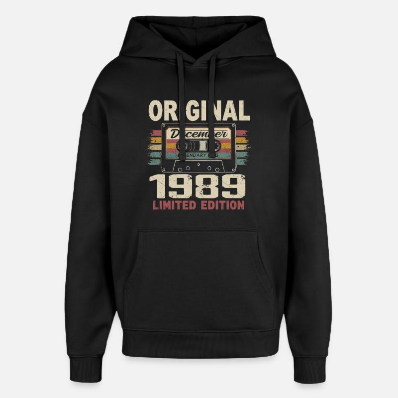 Cadeau D'anniversaire Décembre 1989 - Sweat à capuche unisexe Stanley/Stella Oversized - noir