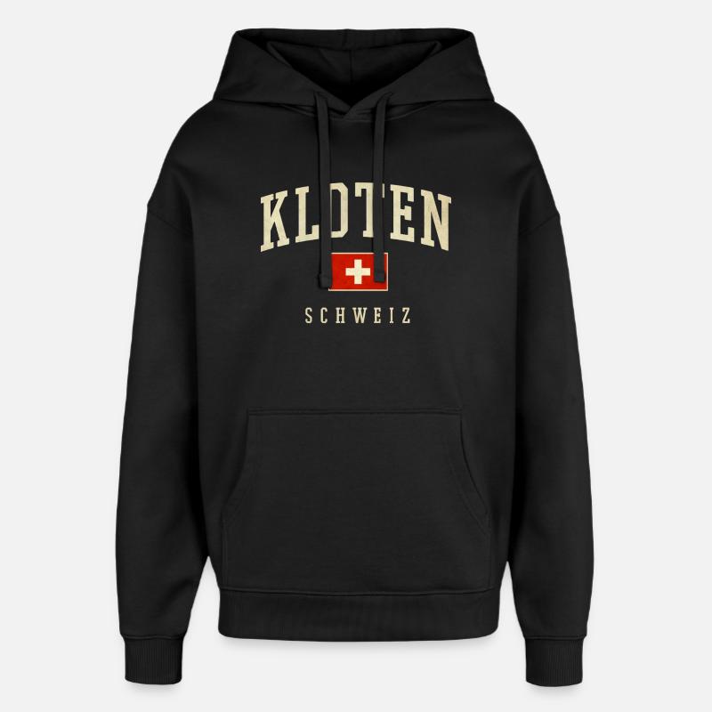 Logo rétro de Kloten Suisse - Sweat à capuche unisexe Stanley/Stella Oversized - noir