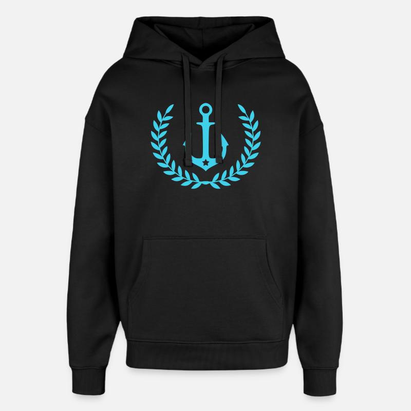 Ankerkrans Nautisk Emblem - Hættetrøje unisex Stanley/Stella Oversized - sort