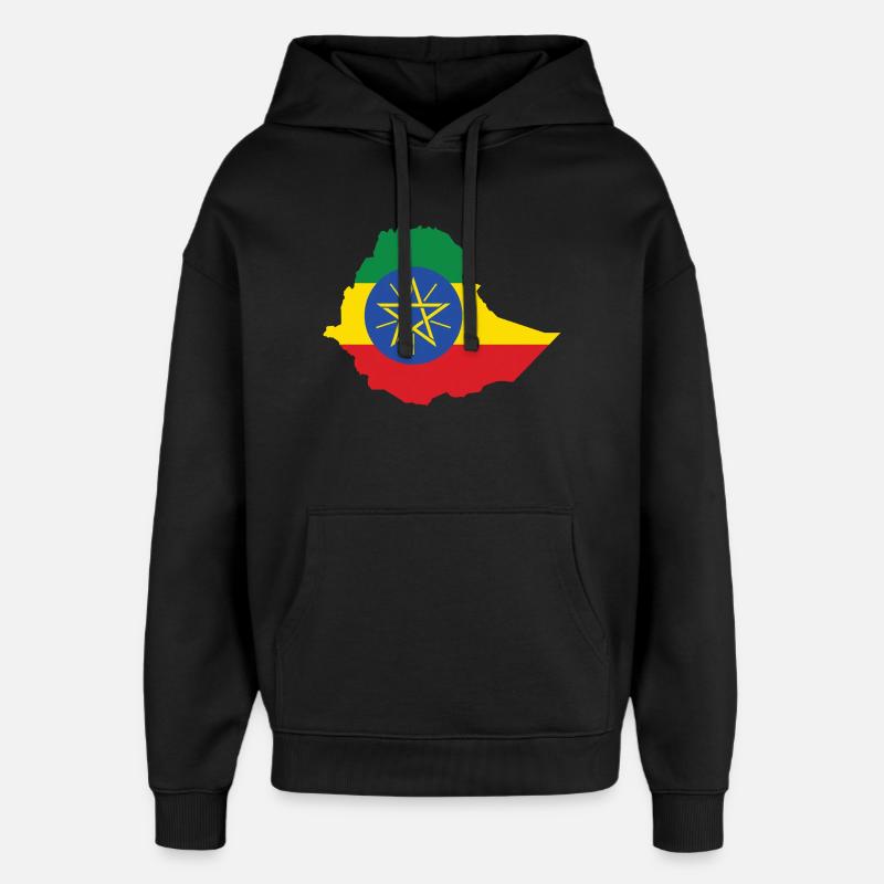 Éthiopie, Power, Rasta, Reggae, Rastafari Roots - Sweat à capuche unisexe Stanley/Stella Oversized - noir