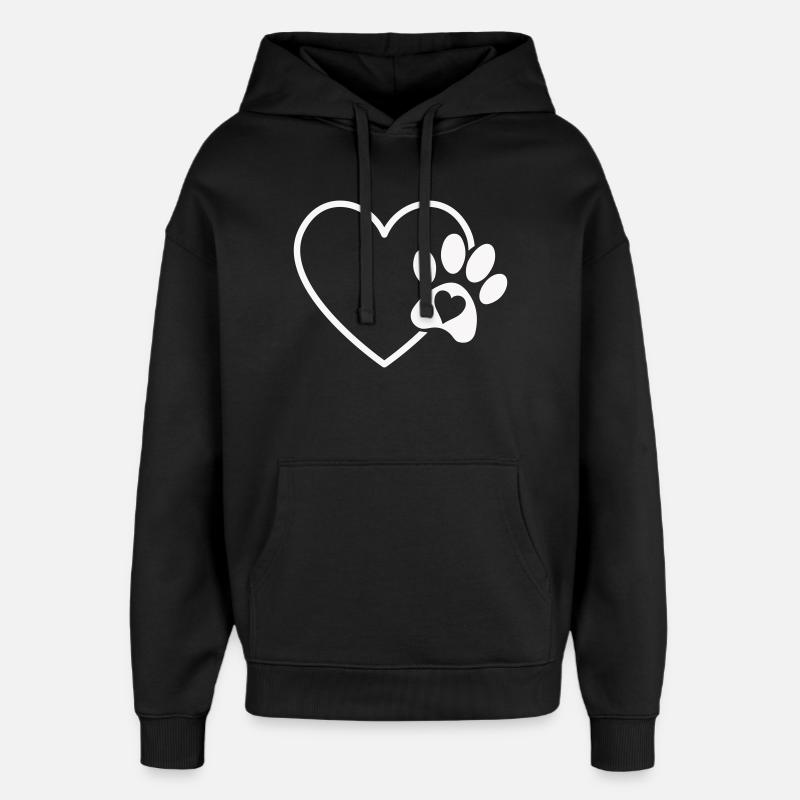Herzpfote Liebe - Oversized Unisex Hoodie von Stanley/Stella - Schwarz