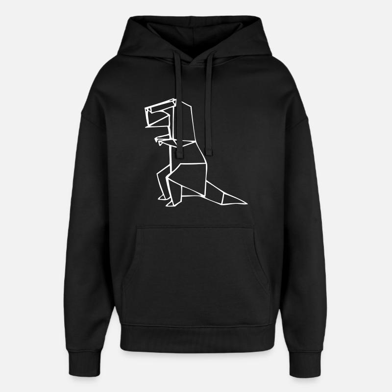 Dino Rex - T-Rex - Origami - Oversized Unisex Hoodie by Stanley/Stella - black