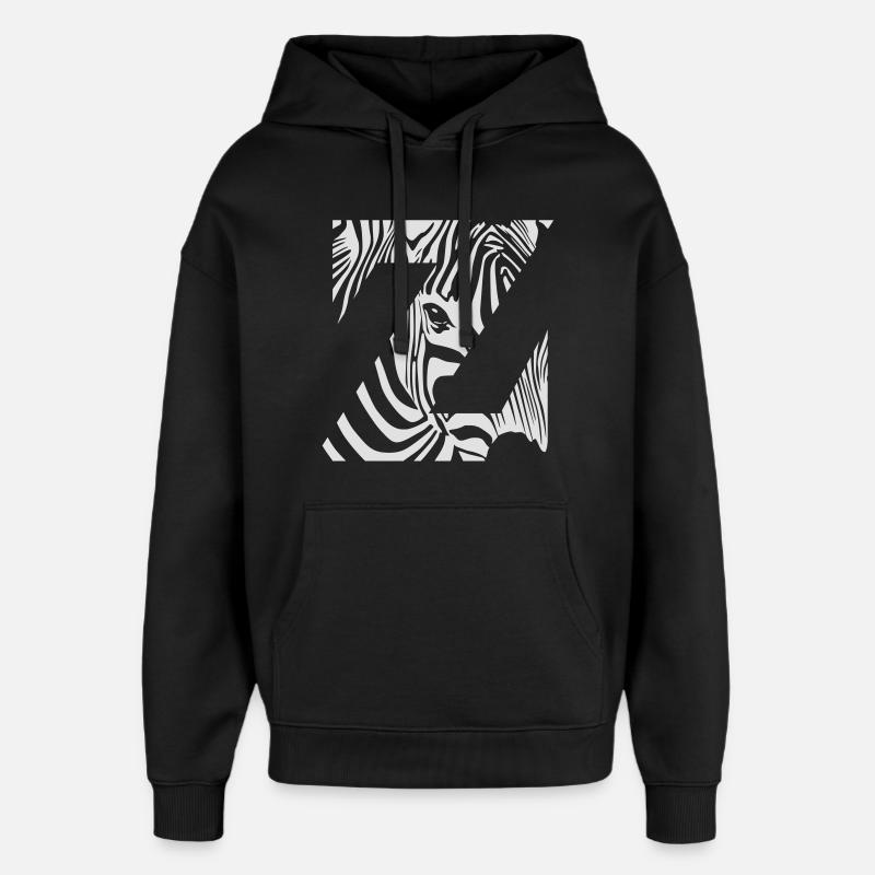 Zebra Mix Mono White - Oversized Unisex Hoodie by Stanley/Stella - black
