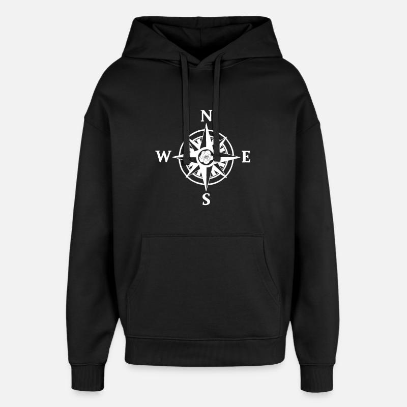 Kompassrose (weiß) - Oversized Unisex Hoodie von Stanley/Stella - Schwarz