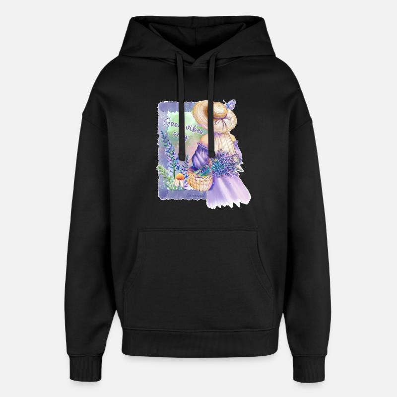 Fleurs Pastel GuteVibes - Sweat à capuche unisexe Stanley/Stella Oversized - noir