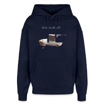 Möwe im Flug Spruch - Oversized Unisex Hoodie von Stanley/Stella - Navy - Vorne - AI Model Female 172 light (172cm) & AI Model Male 185 light (185cm)