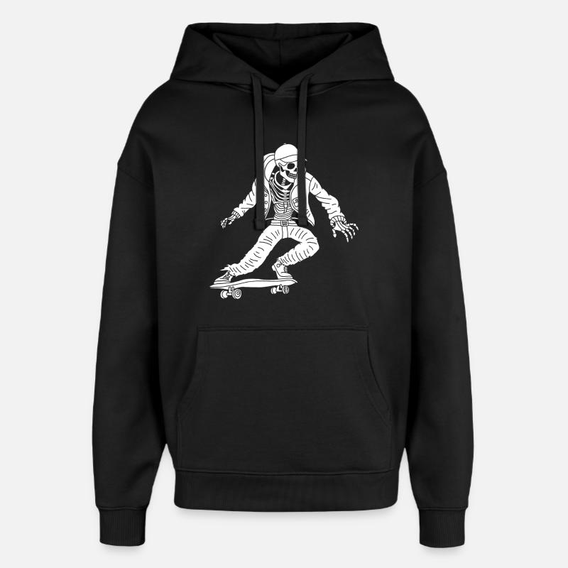 Squelette blanc en skateboard - Sweat à capuche unisexe Stanley/Stella Oversized - noir