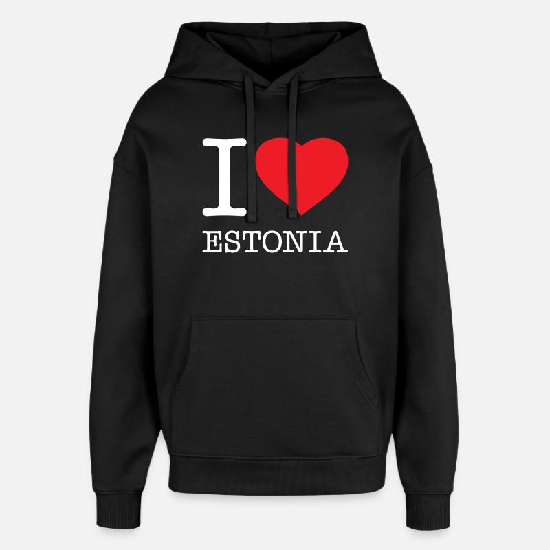 J’AIME L’ESTONIE Estland - Sweat à capuche unisexe Stanley/Stella Oversized - noir