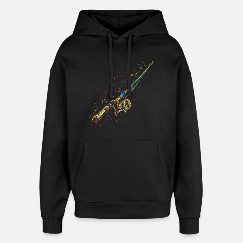 Graffiti de canne à pêche - Sweat à capuche unisexe Stanley/Stella Oversized - noir