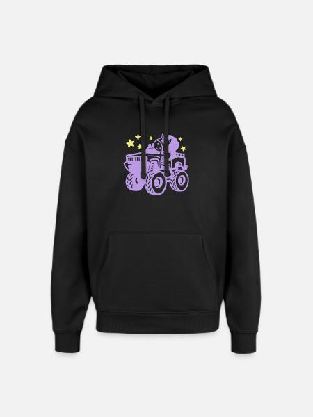 Einhorn im Monstertruck - Oversized Unisex Hoodie von Stanley/Stella - Schwarz