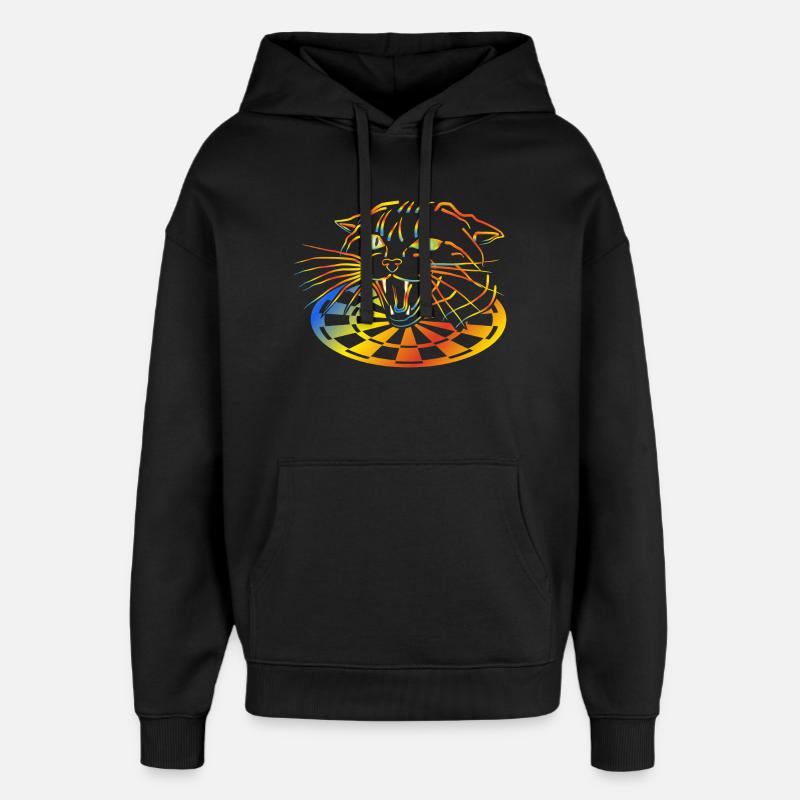 Fléchettes arc-en-ciel chat Neon Art - Sweat à capuche unisexe Stanley/Stella Oversized - noir