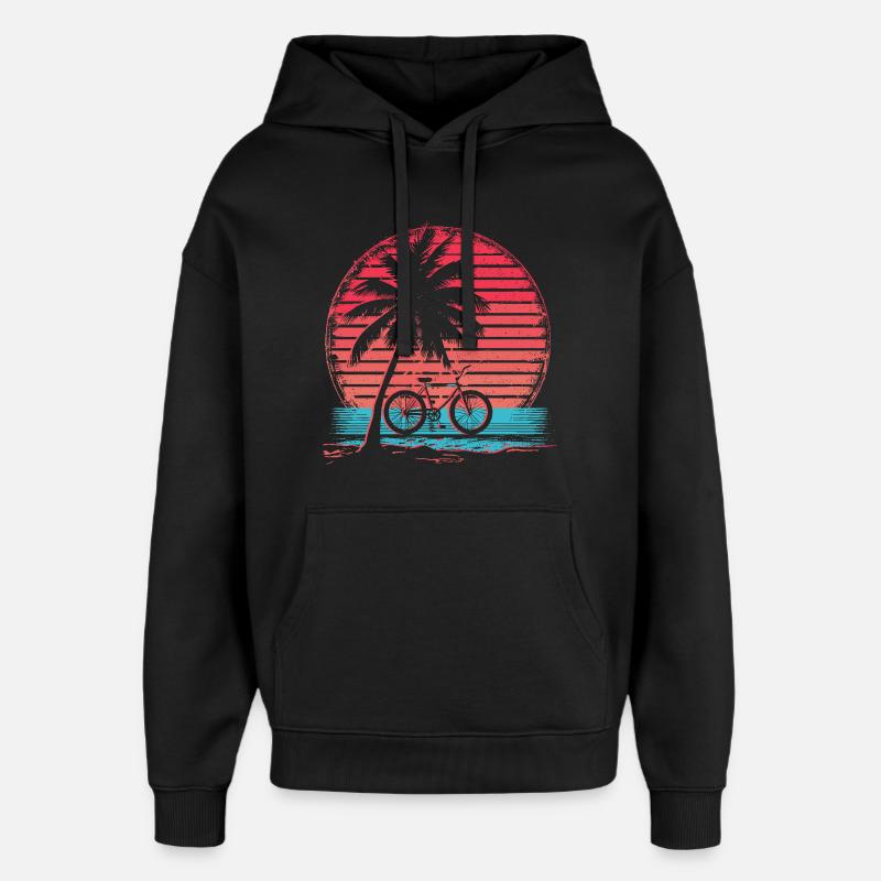 Fahrrad Synthwave - Oversized Unisex Hoodie von Stanley/Stella - Schwarz