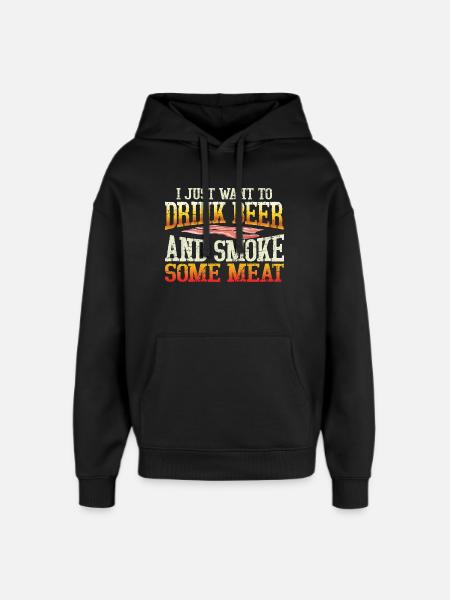 Humorous beer and meat motif - Oversized Unisex Hoodie by Stanley/Stella - black