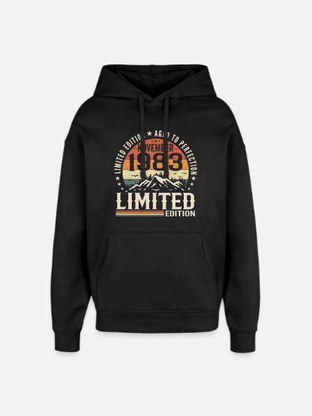 November 1983 Unique Retro Birthday - Oversized Unisex Hoodie by Stanley/Stella - black