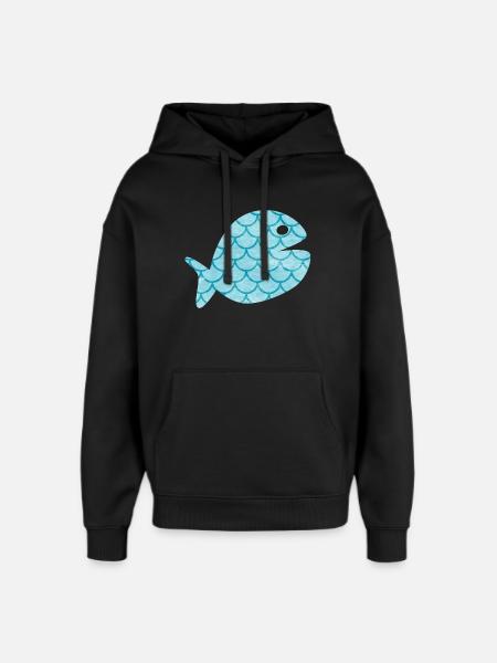 Fish Scales Pattern Sea Maritime Ocean Hamburg - Oversized Unisex Hoodie by Stanley/Stella - black