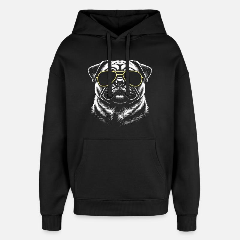 Tête de carlin - Sweat à capuche unisexe Stanley/Stella Oversized - noir