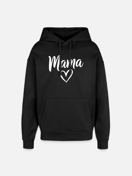Mama Love Script with Heart Motif - Oversized Unisex Hoodie by Stanley/Stella - black