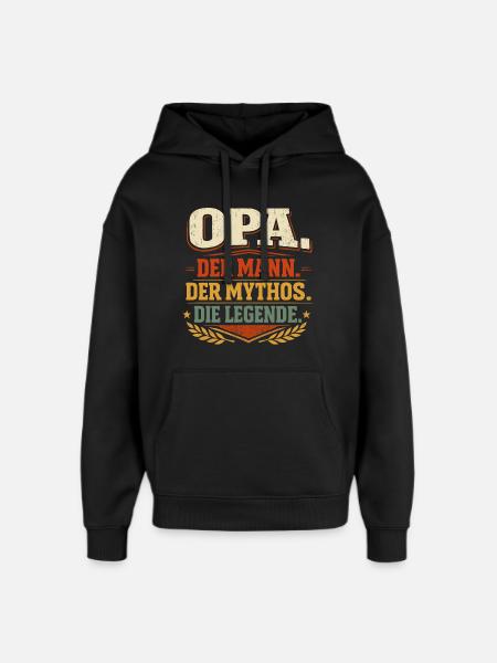 Grandpa Man Myth Legend Gift - Oversized Unisex Hoodie by Stanley/Stella - black