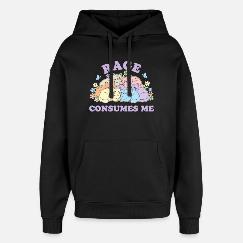 Nuage câlin des chats pastel - Sweat à capuche unisexe Stanley/Stella Oversized - noir