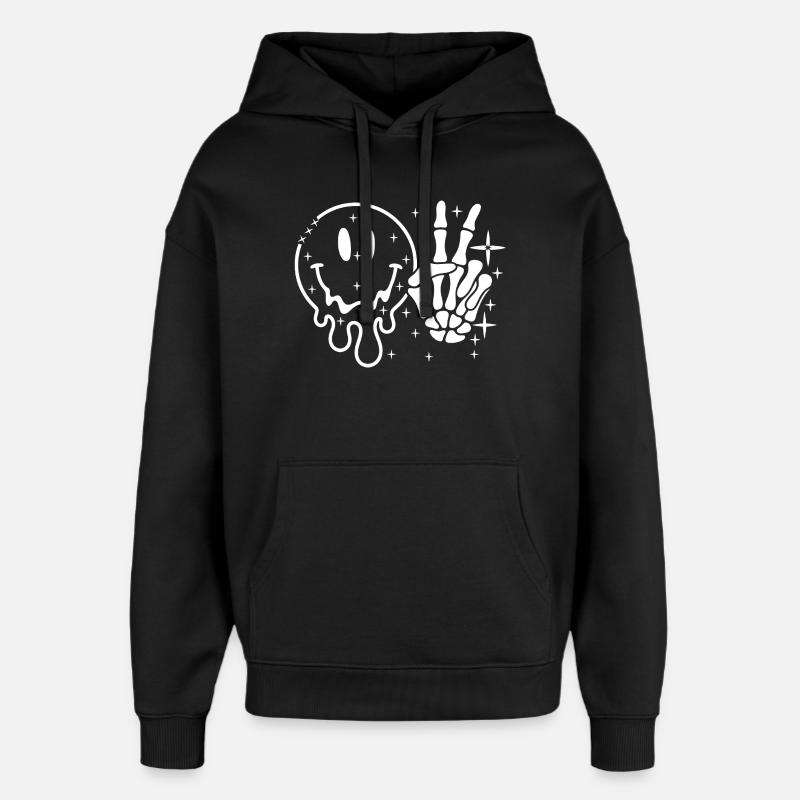 Smiley Totenkopf Peace-Hand - Oversized Unisex Hoodie von Stanley/Stella - Schwarz