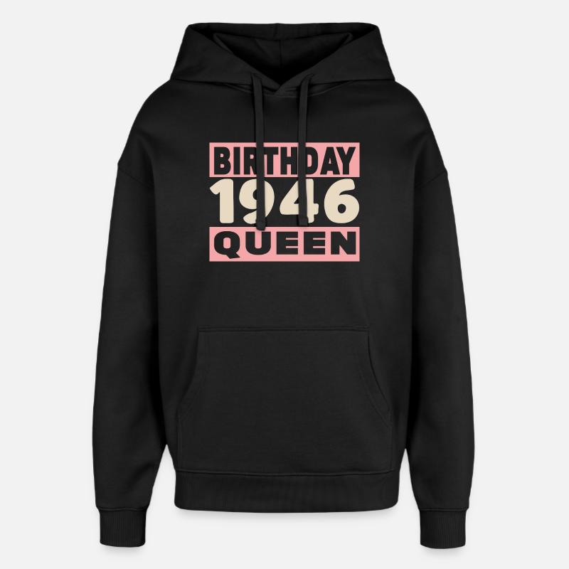 Motard 80 ans 1946 Anniversaire - Sweat à capuche unisexe Stanley/Stella Oversized - noir