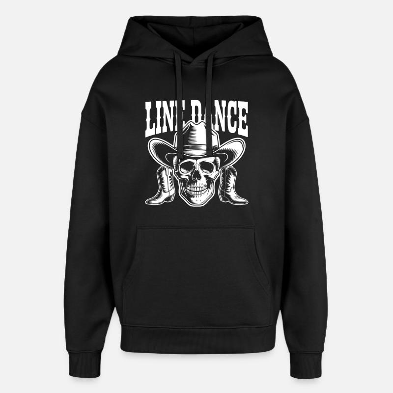 Line Dance Skull Western - Oversized Unisex Hoodie by Stanley/Stella - black