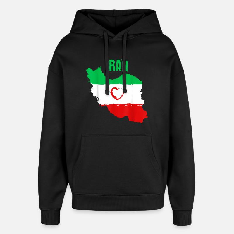 Drapeau du Cœur iranien - Sweat à capuche unisexe Stanley/Stella Oversized - noir