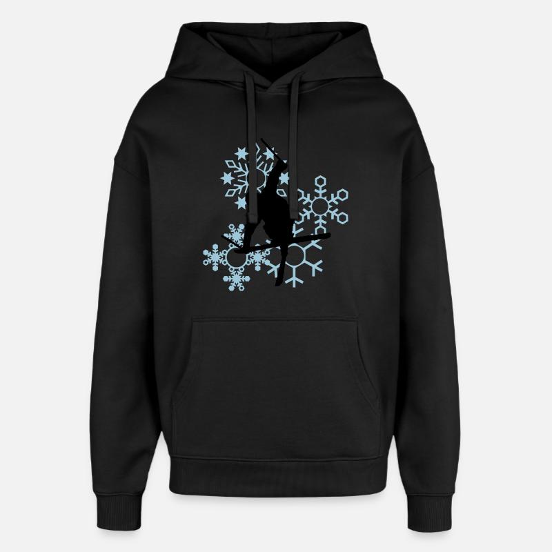 Skier mit Schneeflocken - Oversized Unisex Hoodie von Stanley/Stella - Schwarz