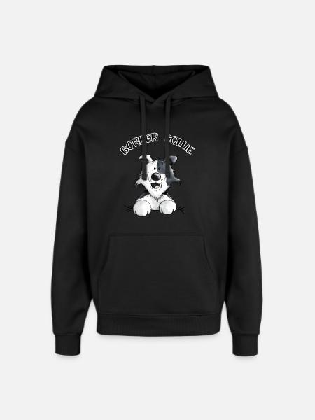 Abenteuerlustiger Border Collie - Oversized Unisex Hoodie von Stanley/Stella - Schwarz