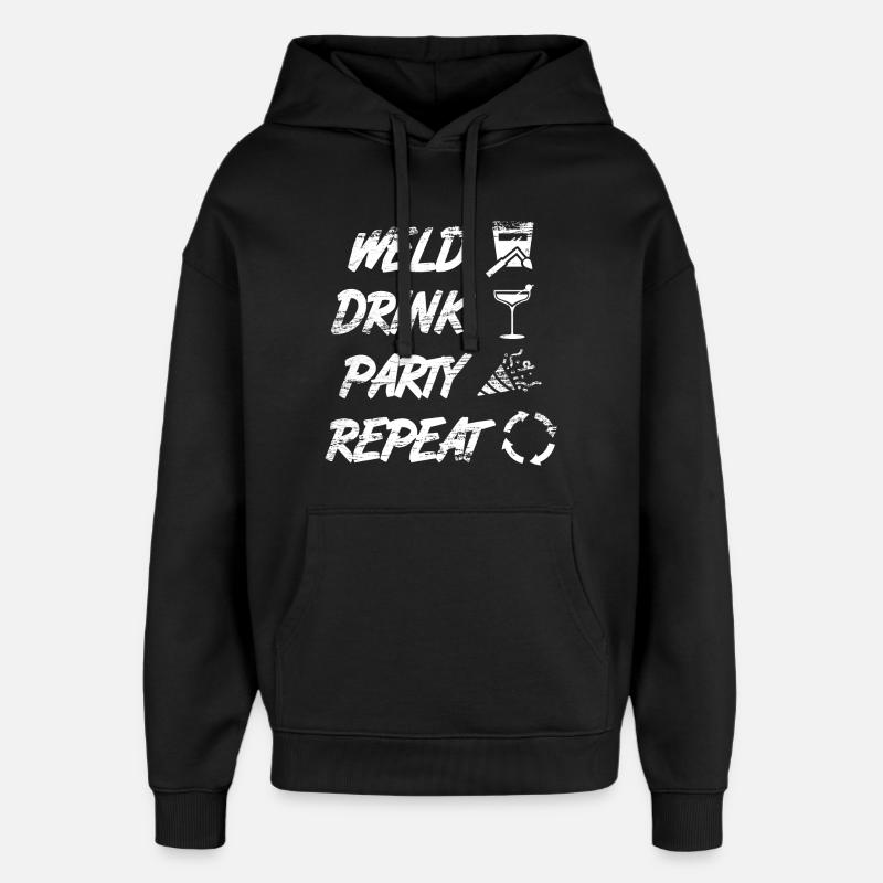 welding, drinking, celebrating, repeating - Oversized Unisex Hoodie by Stanley/Stella - black