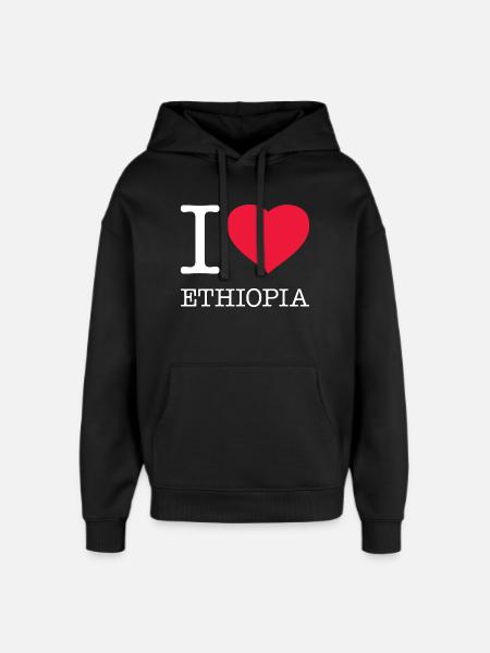 I LOVE ETHIOPIA Äthopien - Oversized Unisex Hoodie by Stanley/Stella - black