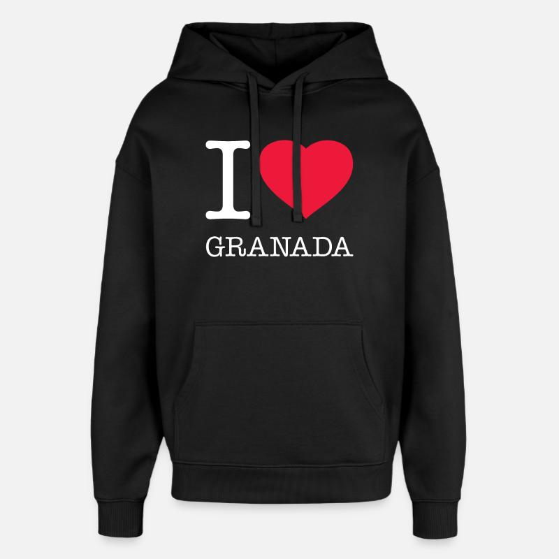 J’AIME GRENADE - Sweat à capuche unisexe Stanley/Stella Oversized - noir