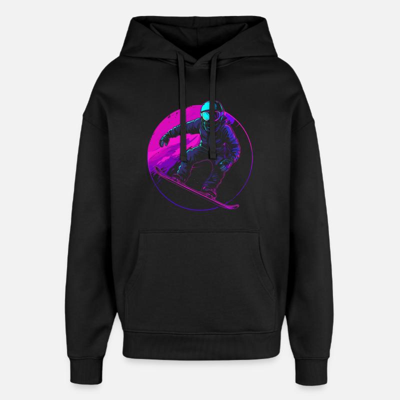 Snowboarder Illustration - Sweat à capuche unisexe Stanley/Stella Oversized - noir