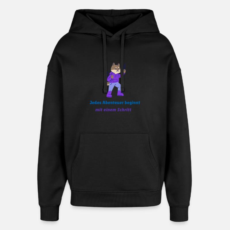 Jedes Abenteuer beginnt mit einem Schritt - Oversized Unisex Hoodie von Stanley/Stella - Schwarz