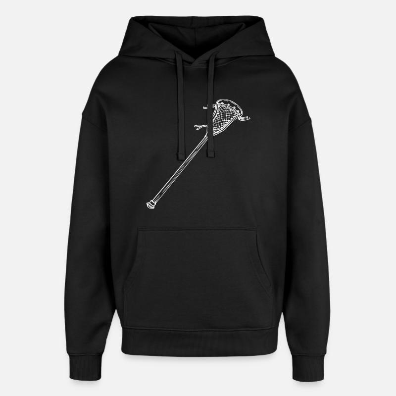 Dessin de batte de crosse - Sweat à capuche unisexe Stanley/Stella Oversized - noir